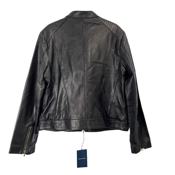 NEW Cole‎ Haan Racer Jacket with Quilted Panels Sz L black - Picture 10 of 11